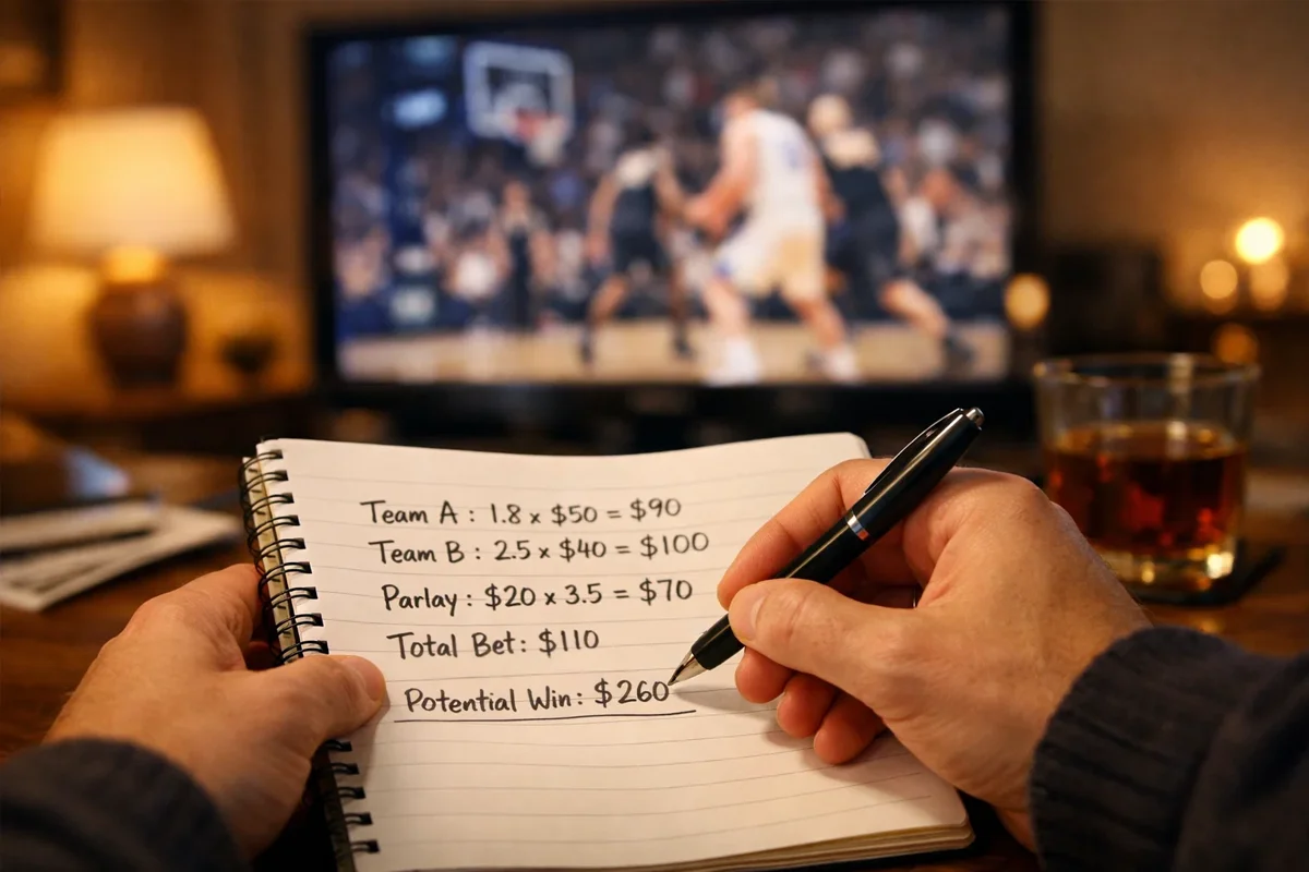 Persona calculando resultados de apuestas con hándicap