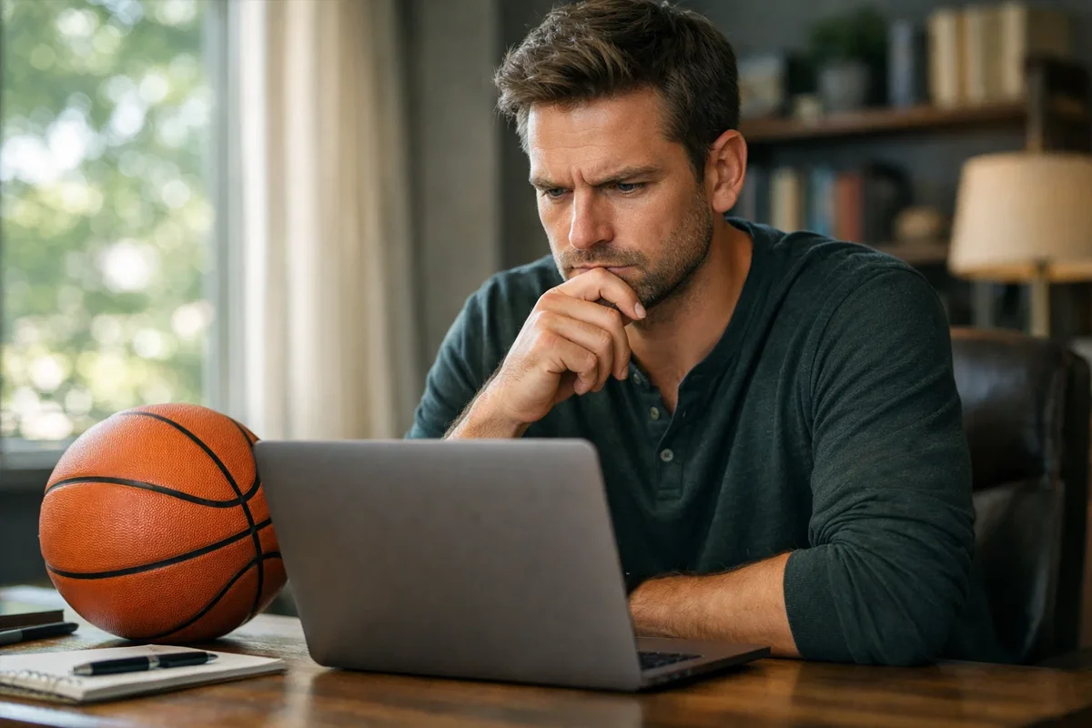 Persona gestionando apuestas con expresión de concentración